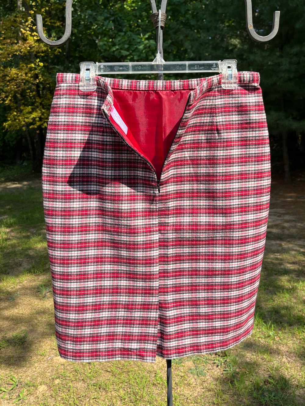 2007 Gymboree Retro Red Plaid Midi Pencil Skirt Size 6 Academia Cotton Holiday - Picture 8 of 8